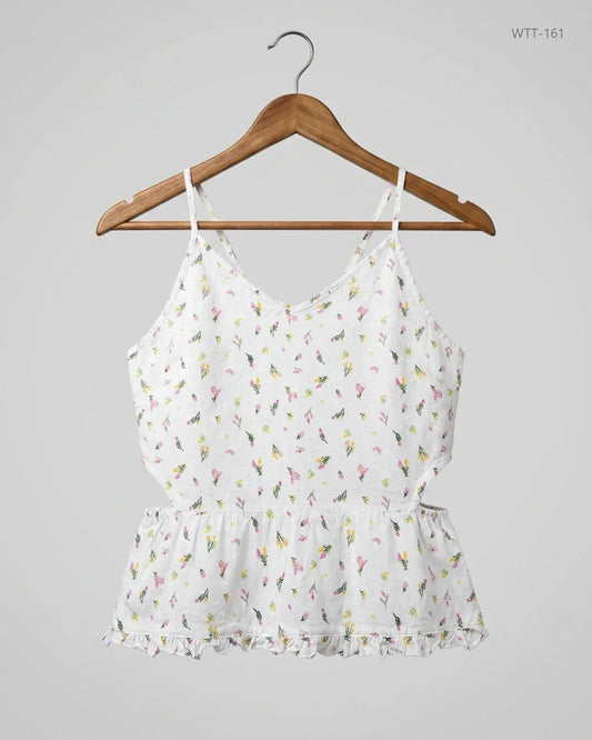 Secondhand Branded Womens Tank Top by F&F, White Cotton fabric, Premium condition, for Womens - Online Thrift Shop Peshawar Pakistan