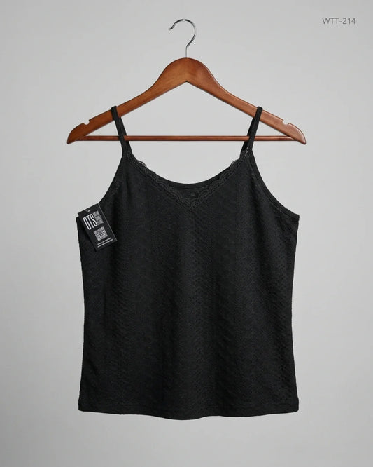Shop Premium Womens Tank Top by Shein | Preloved Branded Clothes | Black Polyester | Womens | OTS Thrift Store Peshawar Pakistan