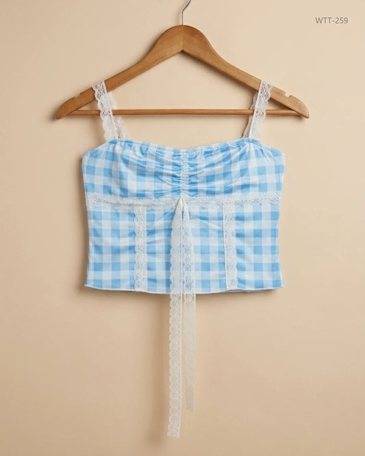 Premium Condition Womens Tank Top | Preloved CUT LABEL | SkyBlue Polyester | Thrift Shop for Womens Peshawar Pakistan | OTS