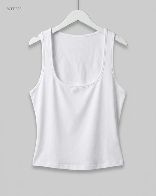 Womens Tank Top | Unknown | Preloved Branded | White Polyester | Excellent | OTS Thrift Store Islamabad Pakistan