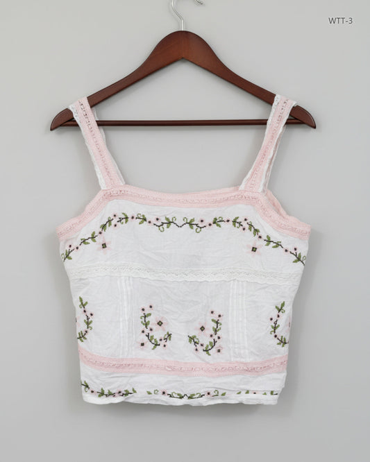 Preloved Premium Womens Tank Top by River Island, White Cotton for Womens - OTS Thrift Shop Peshawar Pakistan