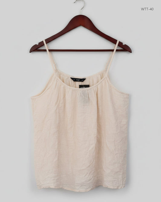 Premium Condition Womens Tank Top | Preloved F&F | OffWhite Cotton | Thrift Shop for Womens Peshawar Pakistan | OTS