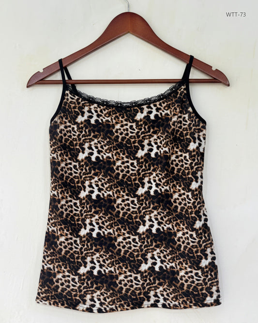 Womens Tank Top | ZEEMAN | Preloved Branded | Leopard Cotton | Premium | OTS Thrift Store Islamabad Pakistan