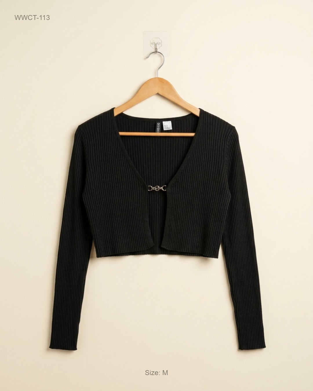 Preloved Premium Women Winter Crop Tops by H&M, Black Polyester for Women - OTS Thrift Shop Lahore Pakistan