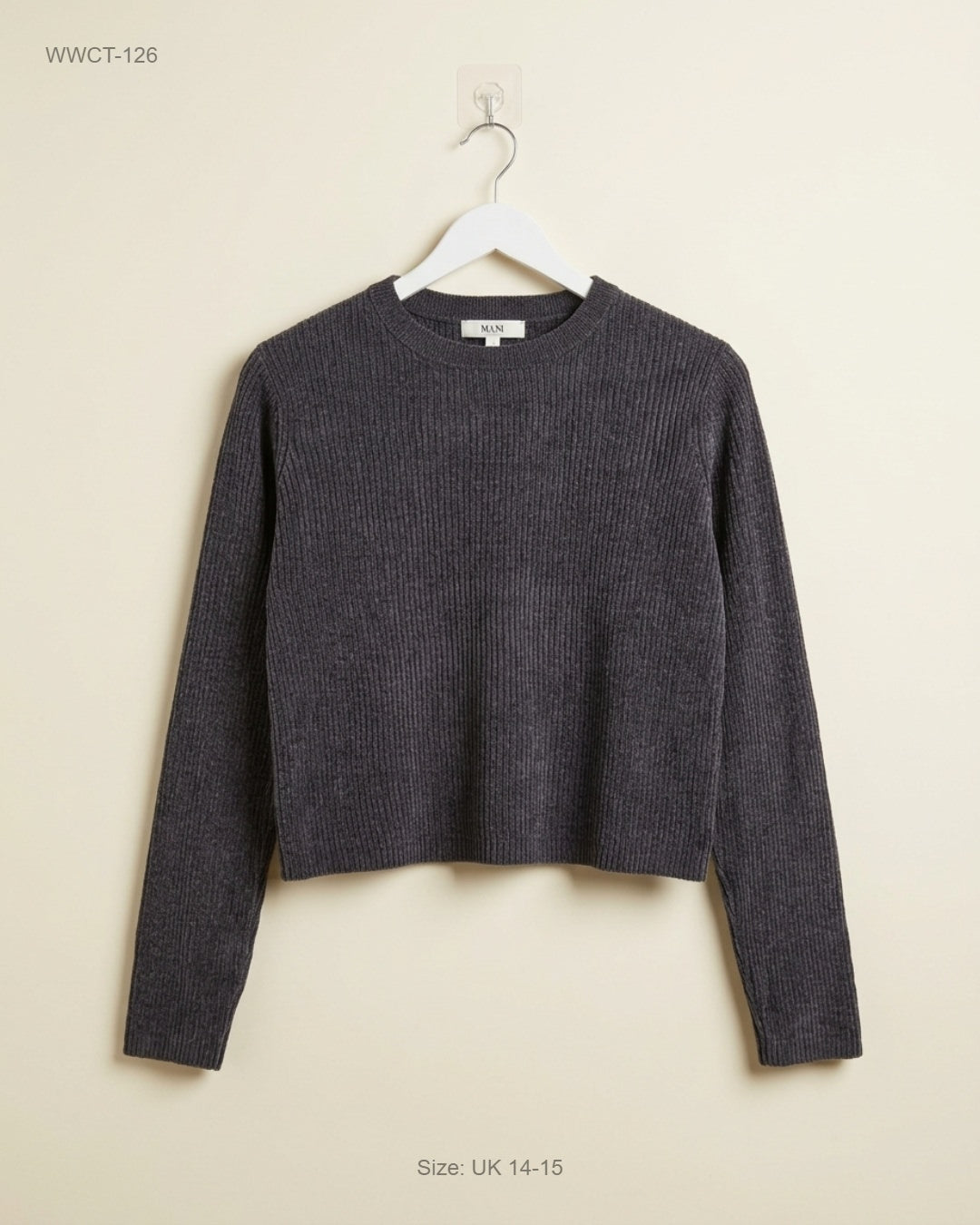 Shop Premium Women Winter Crop Tops by M&S | Preloved Branded Clothes | Dark Grey Cotton | Women | OTS Thrift Store Karachi Pakistan