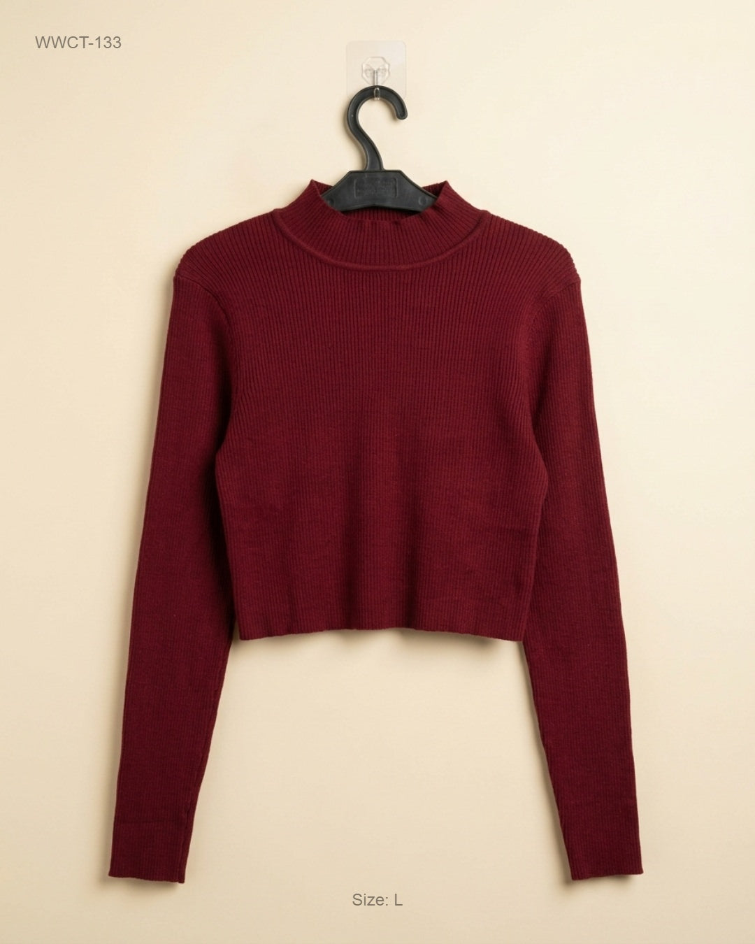 UK Imported secondhand Women Winter Crop Tops - H&M brand, Maroon Polyester, Premium condition, for Women - Online Thrift Store Peshawar Pakistan
