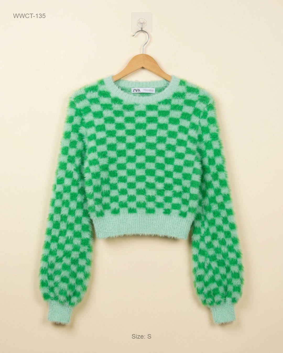 Shop Premium Women Winter Crop Tops by Zara | Preloved Branded Clothes | Green Wool | Women | OTS Thrift Store Peshawar Pakistan