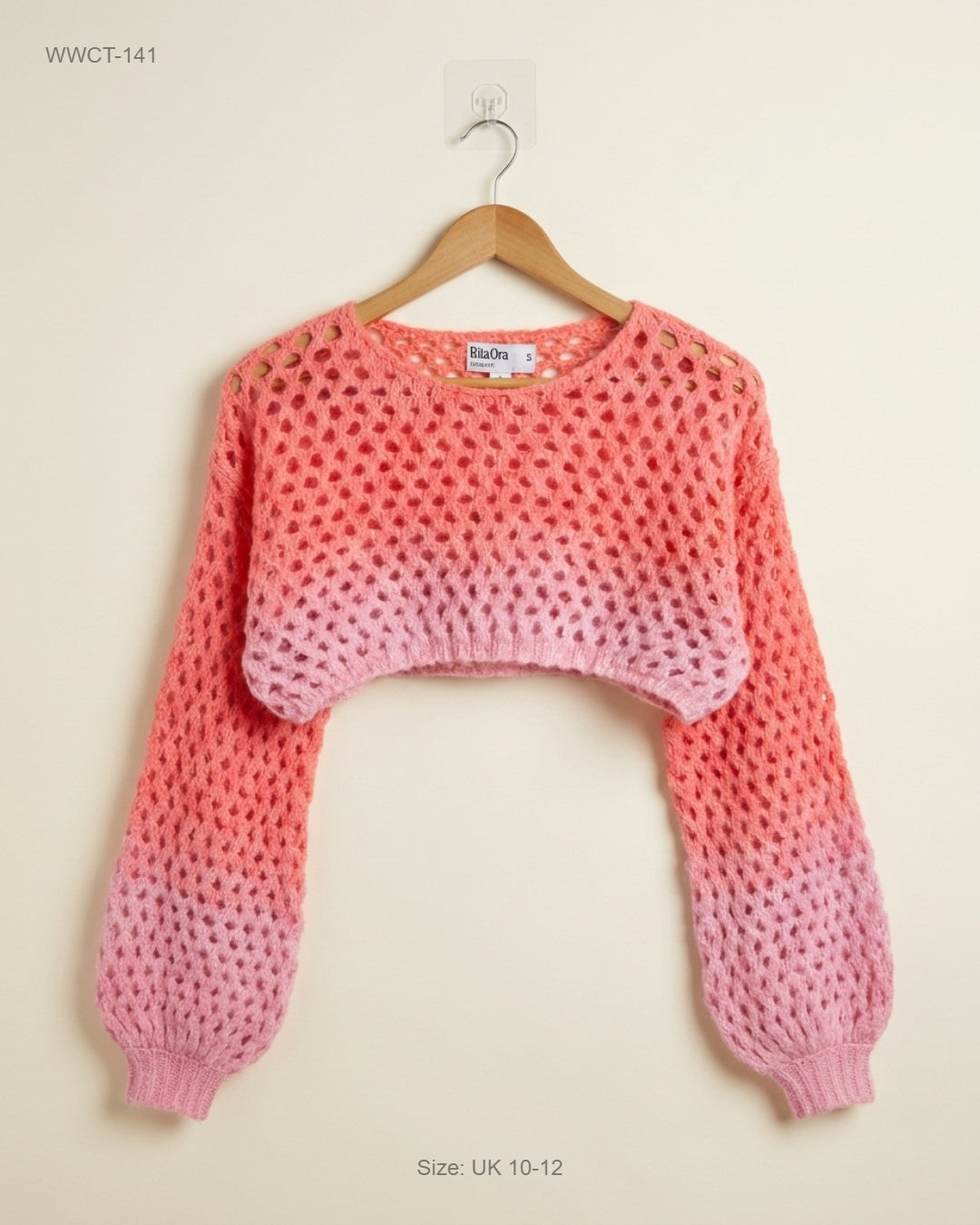 Shop Premium Women Winter Crop Tops by Rita Ora | Preloved Branded Clothes | LightPink Acrylic | Women | OTS Thrift Store Karachi Pakistan