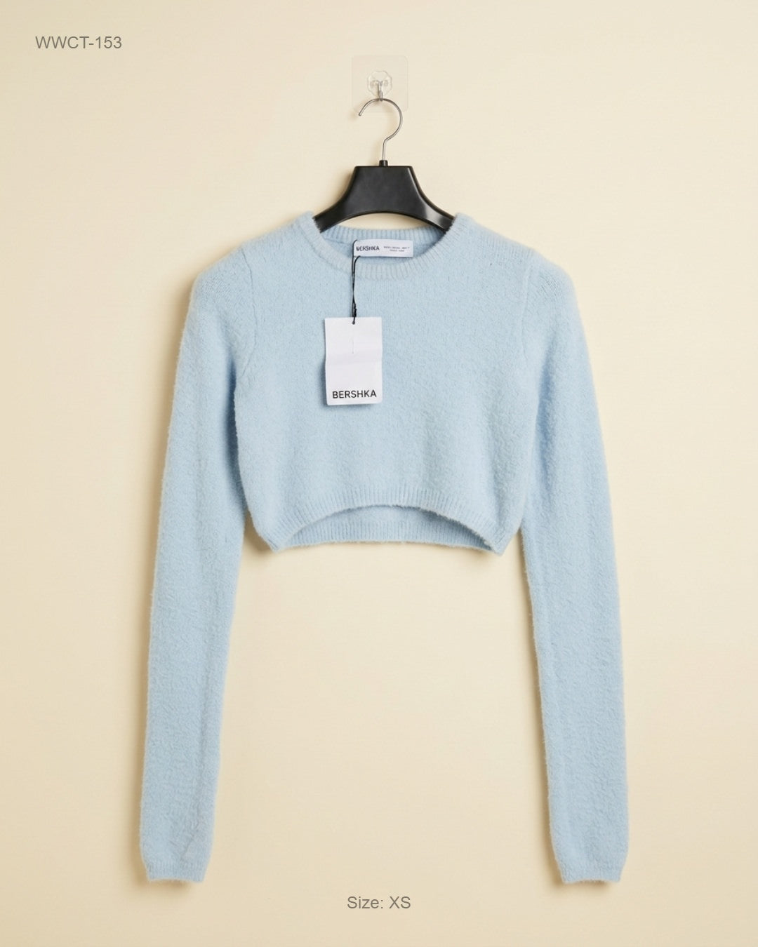 Shop Premium Plus Women Winter Crop Tops by Bershka | Preloved Branded Clothes | Sky Blue Wool | Women | OTS Thrift Store Peshawar Pakistan
