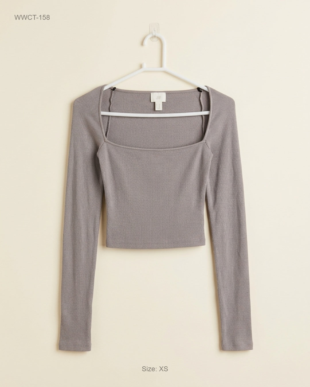 Women Winter Crop Tops | H&M | Preloved Branded | Dove Grey Cotton | Excellent | OTS Thrift Store Peshawar Pakistan