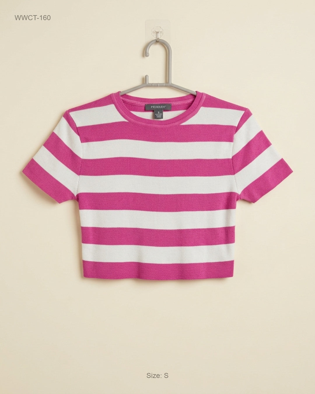 Preloved Premium Women Winter Crop Tops by Primark, Pink and white Viscose for Women - OTS Thrift Shop Peshawar Pakistan
