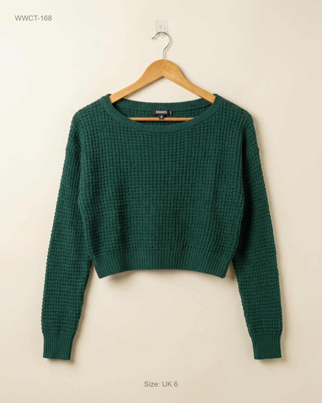 Premium Condition Women Winter Crop Tops | Preloved MISSGUIDED | Bottle Green Polyester | Thrift Shop for Women Lahore Pakistan | OTS