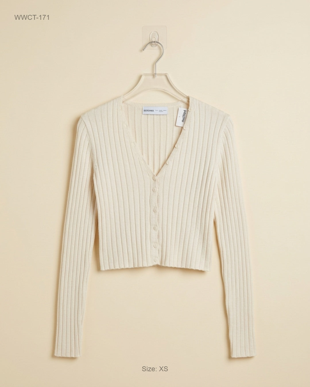 Premium Condition Women Winter Crop Tops | Preloved Bershka | OffWhite Polyester | Thrift Shop for Women Lahore Pakistan | OTS