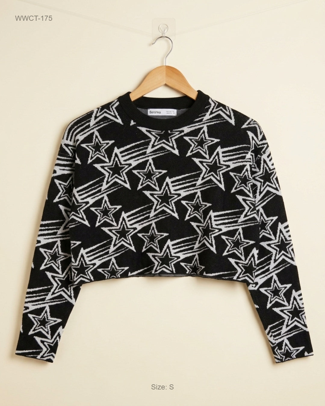 Premium Condition Women Winter Crop Tops | Preloved Bershka | Black & White Polyester | Thrift Shop for Women Lahore Pakistan | OTS