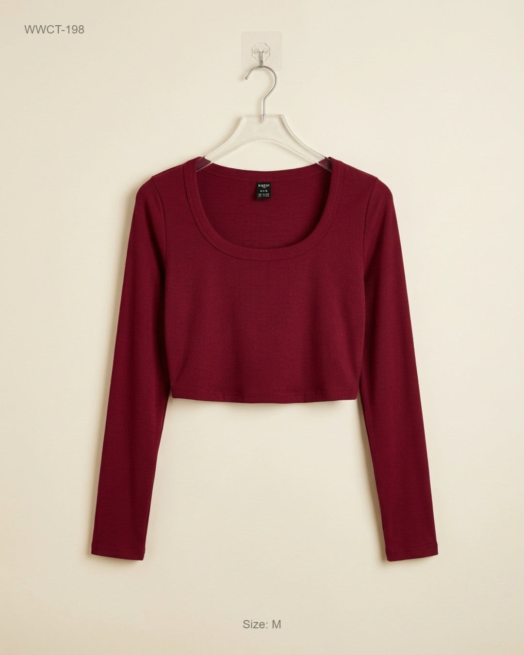 Women Winter Crop Tops | SHEIN | Preloved Branded | Maroon Polyester | Premium | OTS Thrift Store Karachi Pakistan