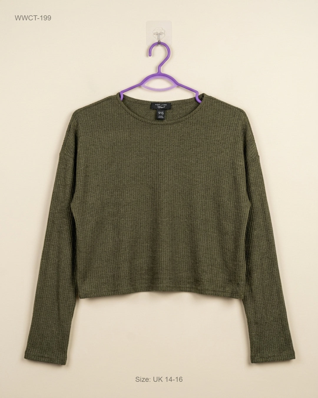 UK Imported secondhand Women Winter Crop Tops - New Look brand, Olive Polyester, Premium condition, for Women - Online Thrift Store Peshawar Pakistan