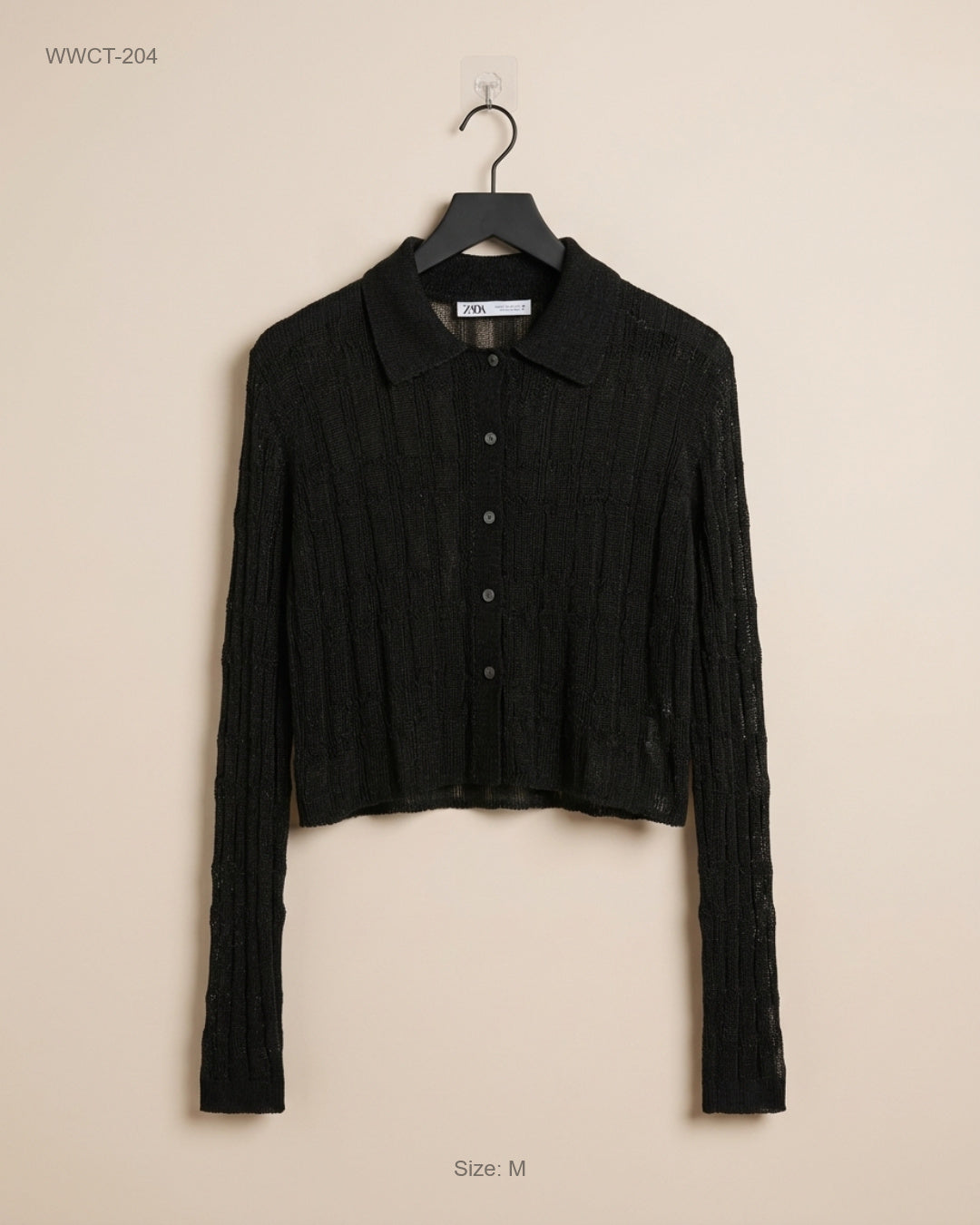 Premium Condition Women Winter Crop Tops | Preloved Zara | Black Polyester | Thrift Shop for Women Lahore Pakistan | OTS