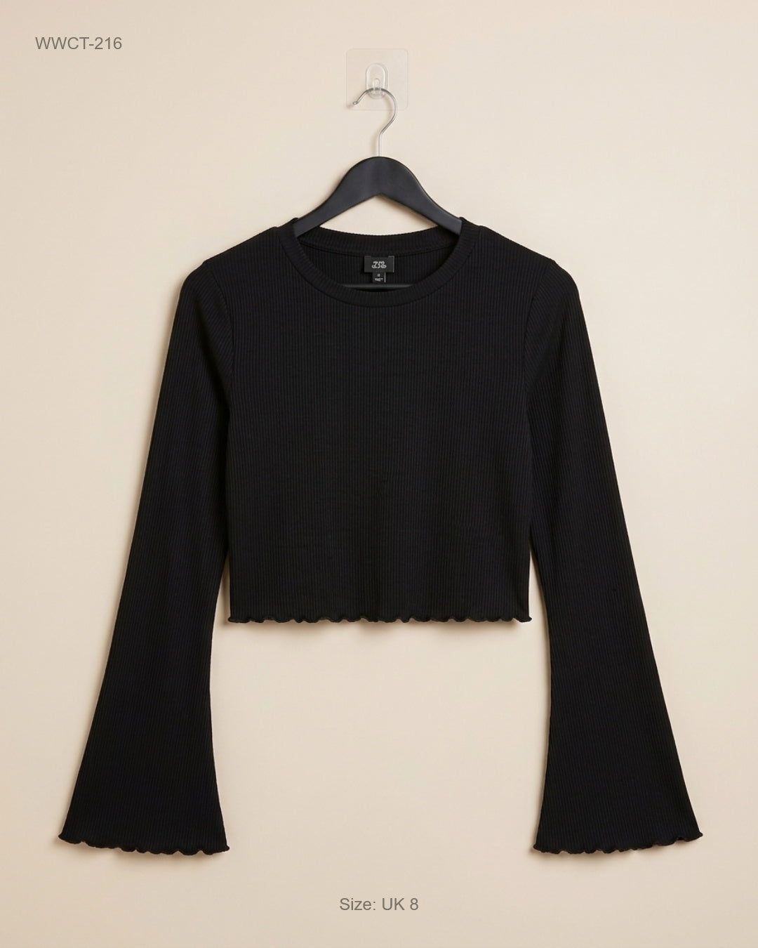 UK Imported secondhand Women Winter Crop Tops - River Island brand, Black Cotton, Premium condition, for Women - Online Thrift Store Islamabad Pakistan