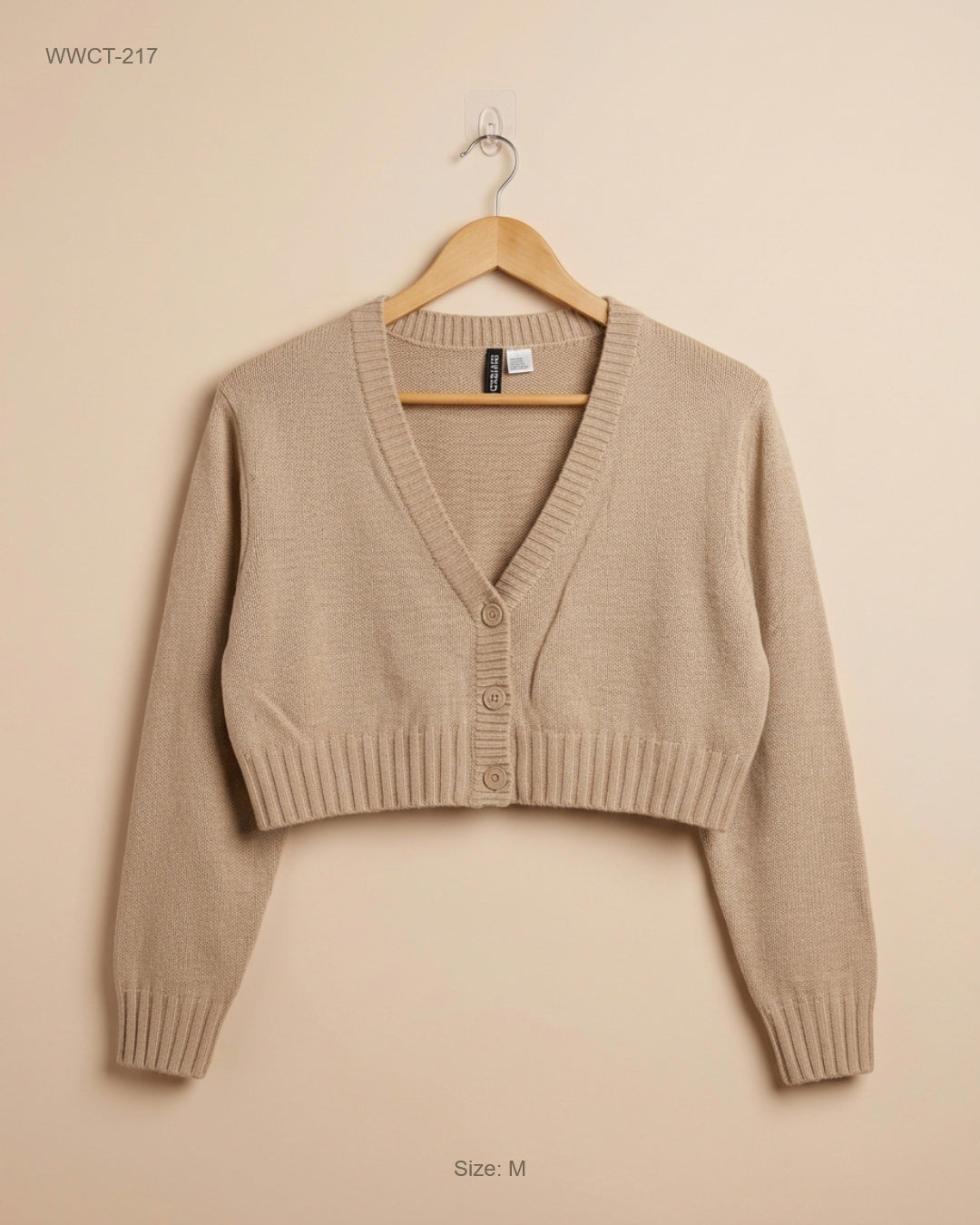 Preloved Premium Women Winter Crop Tops by H&M, Beige Polyester for Women - OTS Thrift Shop Peshawar Pakistan