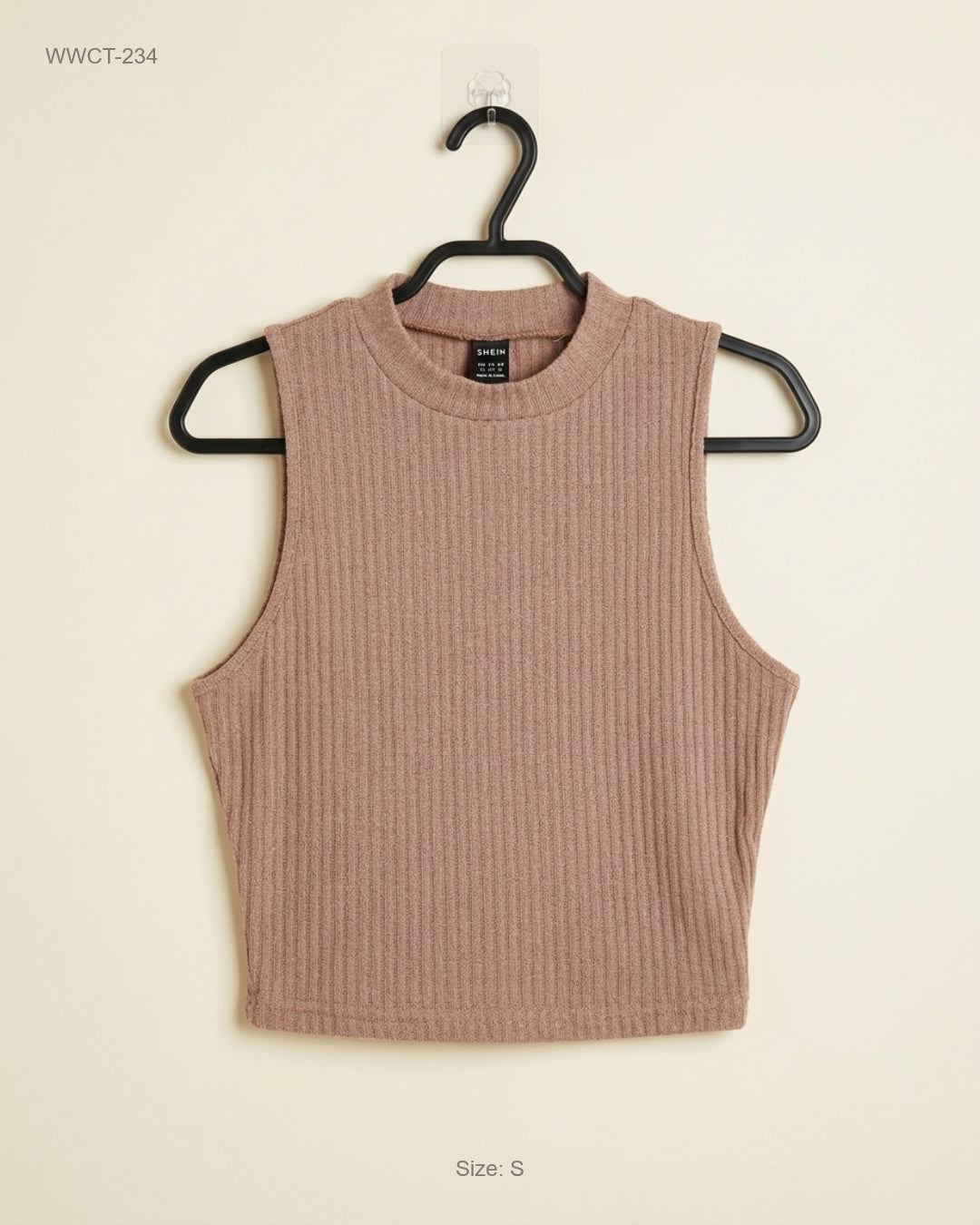 Shop Premium Women Winter Crop Tops by SHEIN | Preloved Branded Clothes | Camel Polyester | Women | OTS Thrift Store Islamabad Pakistan