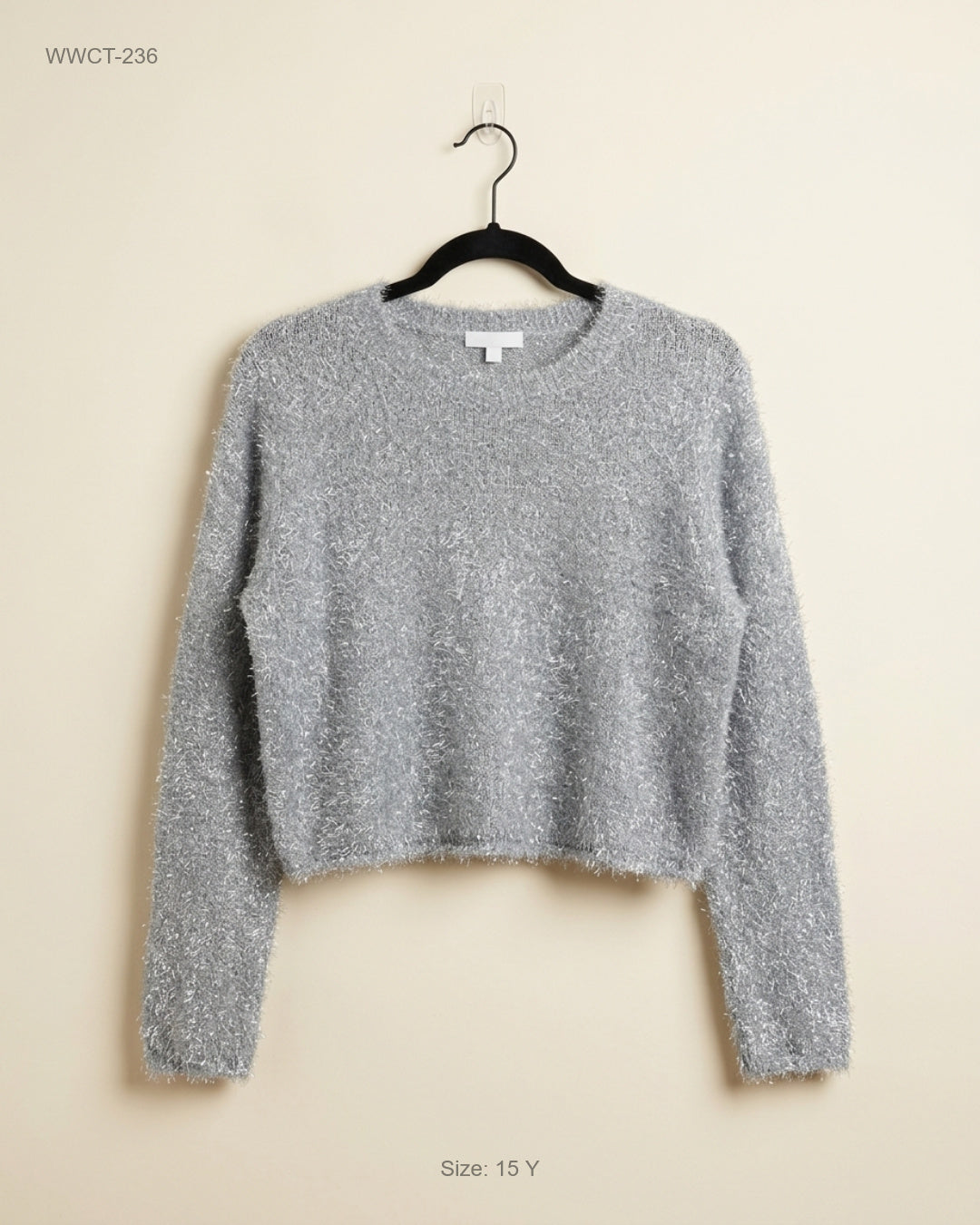 Women Winter Crop Tops | ! Girls Wear | Preloved Branded | Silver Polyester | Premium Plus | OTS Thrift Store Peshawar Pakistan