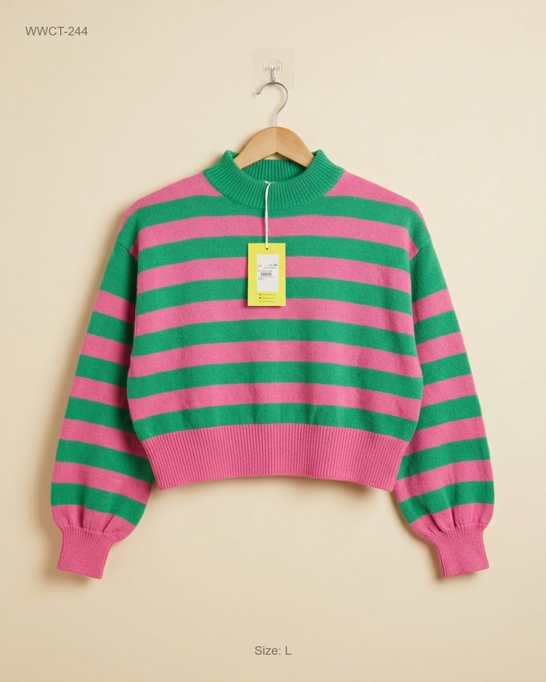 Secondhand Branded Women Winter Crop Tops by Sunshine Soul, Pink and Green Acrylic fabric, Premium Plus condition, for Women - Online Thrift Shop Lahore Pakistan