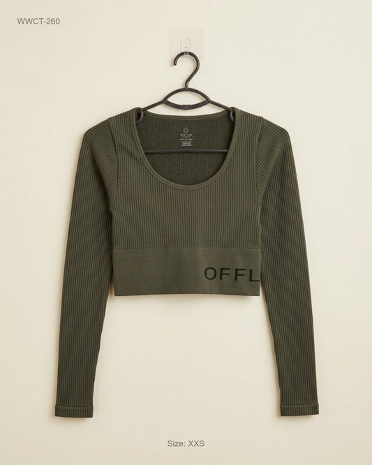 Secondhand Branded Women Winter Crop Tops by Aerie, Green Polyester fabric, Premium condition, for Women - Online Thrift Shop Lahore Pakistan
