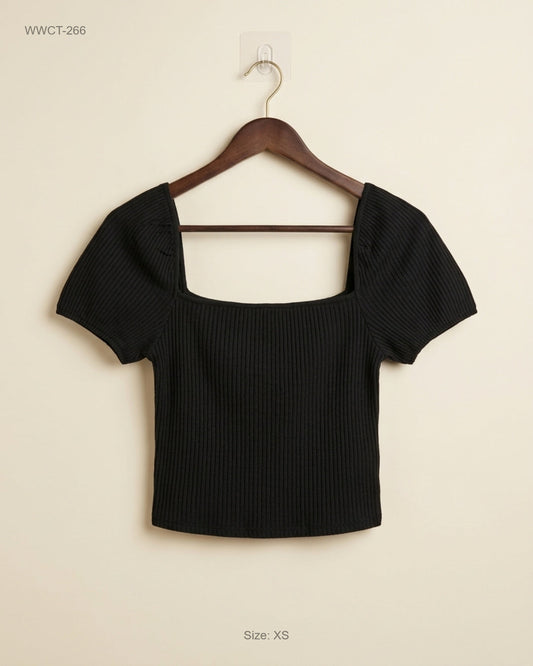 Secondhand Branded Women Winter Crop Tops by H&M, Black Viscose fabric, Premium condition, for Women - Online Thrift Shop Karachi Pakistan