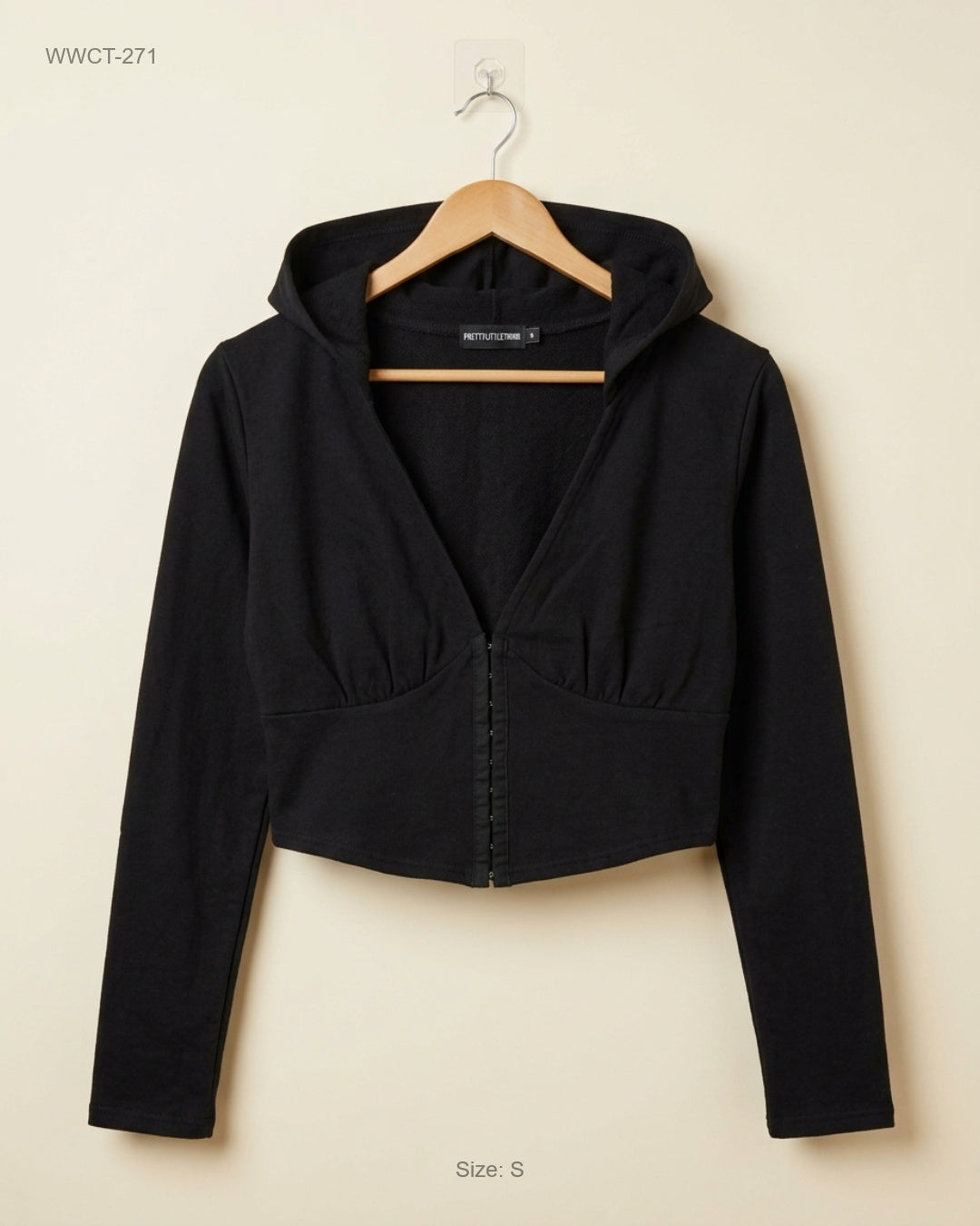 Women Winter Crop Tops | PRETTY LITTLE THING | Preloved Branded | Black Cotton | Premium | OTS Thrift Store Peshawar Pakistan